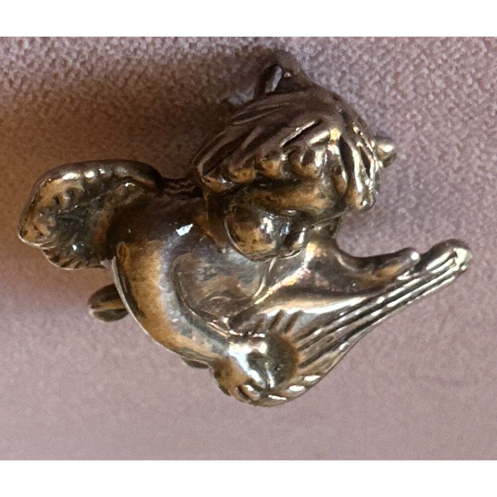 Vtg Signed Sam Philipe Cherub Mandolin‎ Pendant Brooch 12g Sterling Silver 925 - Picture 8 of 9